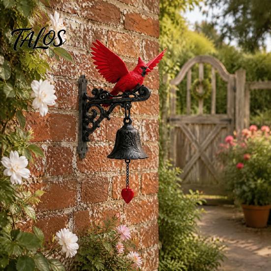 Holiday Decoration for Home Red Bird Garden Bell, Vintage Style Wall Mounted Outdoor Dinner Unique Decor Gift Yard Porch Patio Entryway Farmhouse