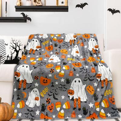 Halloween Szellem Tök Takaró Dekoráció Flanel Puha Kényelmes Otthoni Takaró Meleg Takaró Ünnepi Ajándék