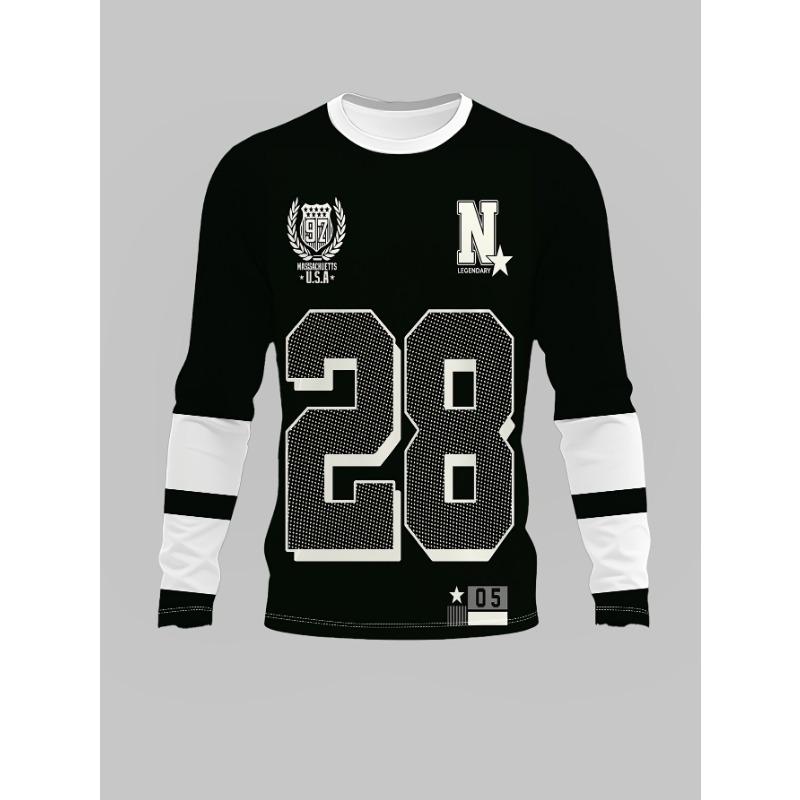 Casual Men's Halloween Football Golf Gear Autumn Winter Printed Long Sleeve T-Shirt Top