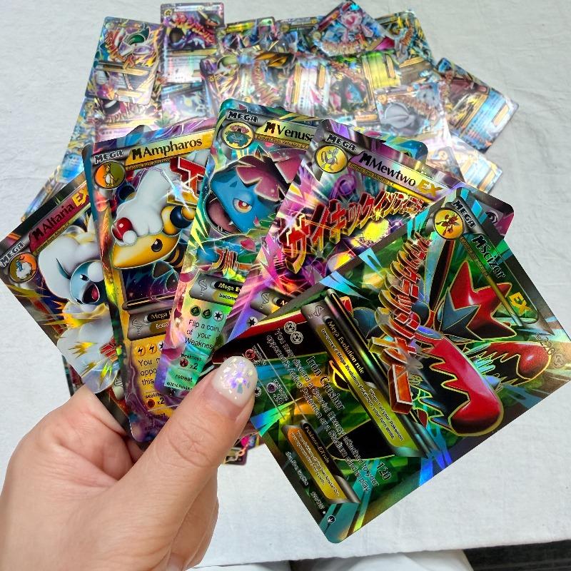 60Pcs Mega Ex Trading Card Collection Flash Mega Evolution Pocket Monster Tcg Anime Battle Game Collectible Toy Gift