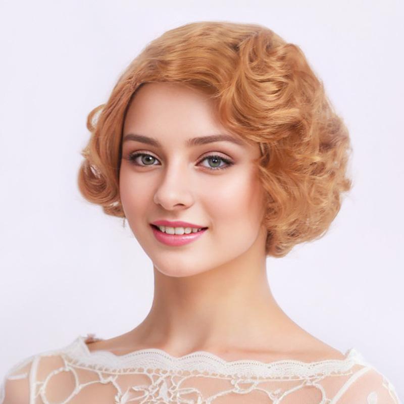 Synthetic Blonde Wig Short Curly Hair Wig for Women Natural Fluffy Hairstyle Ladies Cosplay Costume Halloween Party Use