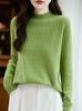 Women's Hollow-Out Seamless Wool Sweater: 100% Pure Wool High-Neck Pullover, Warm Soft Knitwear for Autumn and Winter.