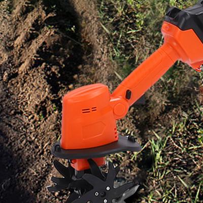 21V Cordless Tiller Cultivator 235RPM 4 Row Tines 1.5Ah Battery 4in Working Width Handheld Garden Cultivator for Gardening