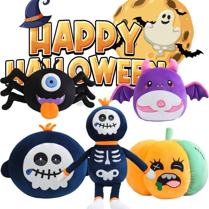 Adorable Halloween Plush Doll Featuring Skeleton Reaper Bat Zombie Pumpkin Spider