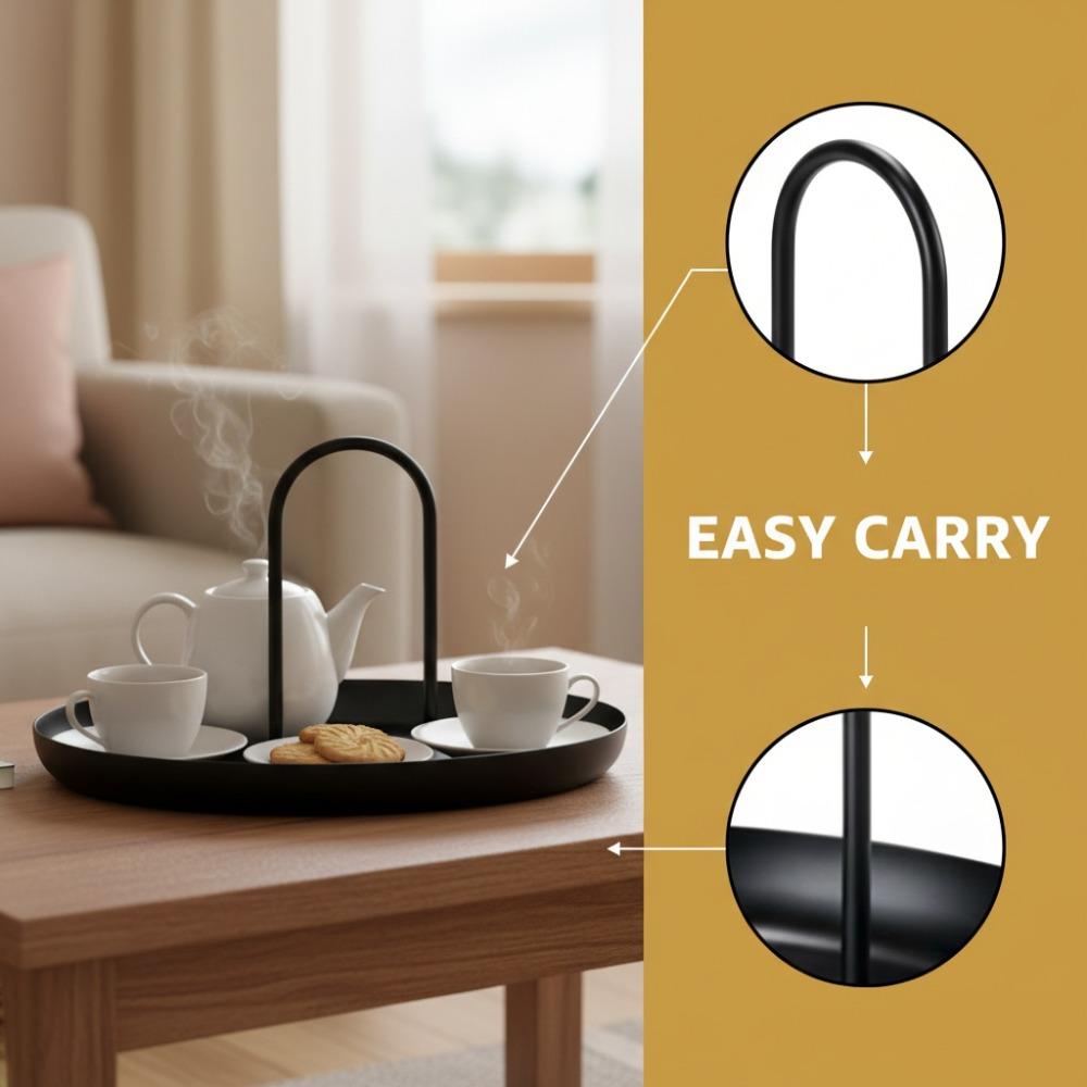 With Handle Metal Tray Aluminum Alloy, ABS Storage Tray Home Decor Jewelry Tray  Dining Room Table чёрный