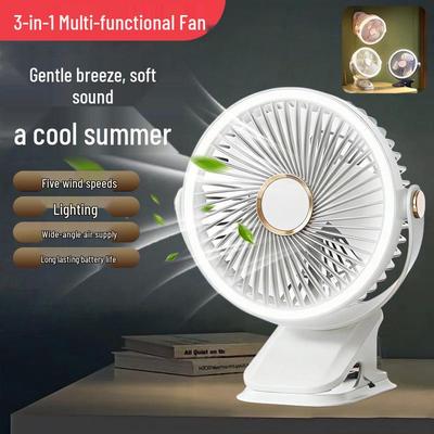 Low-Noise Quiet Desktop Clip Fan with Warm Night Light for Home, Dormitory, Wall Mount, or Bedside – Model F70