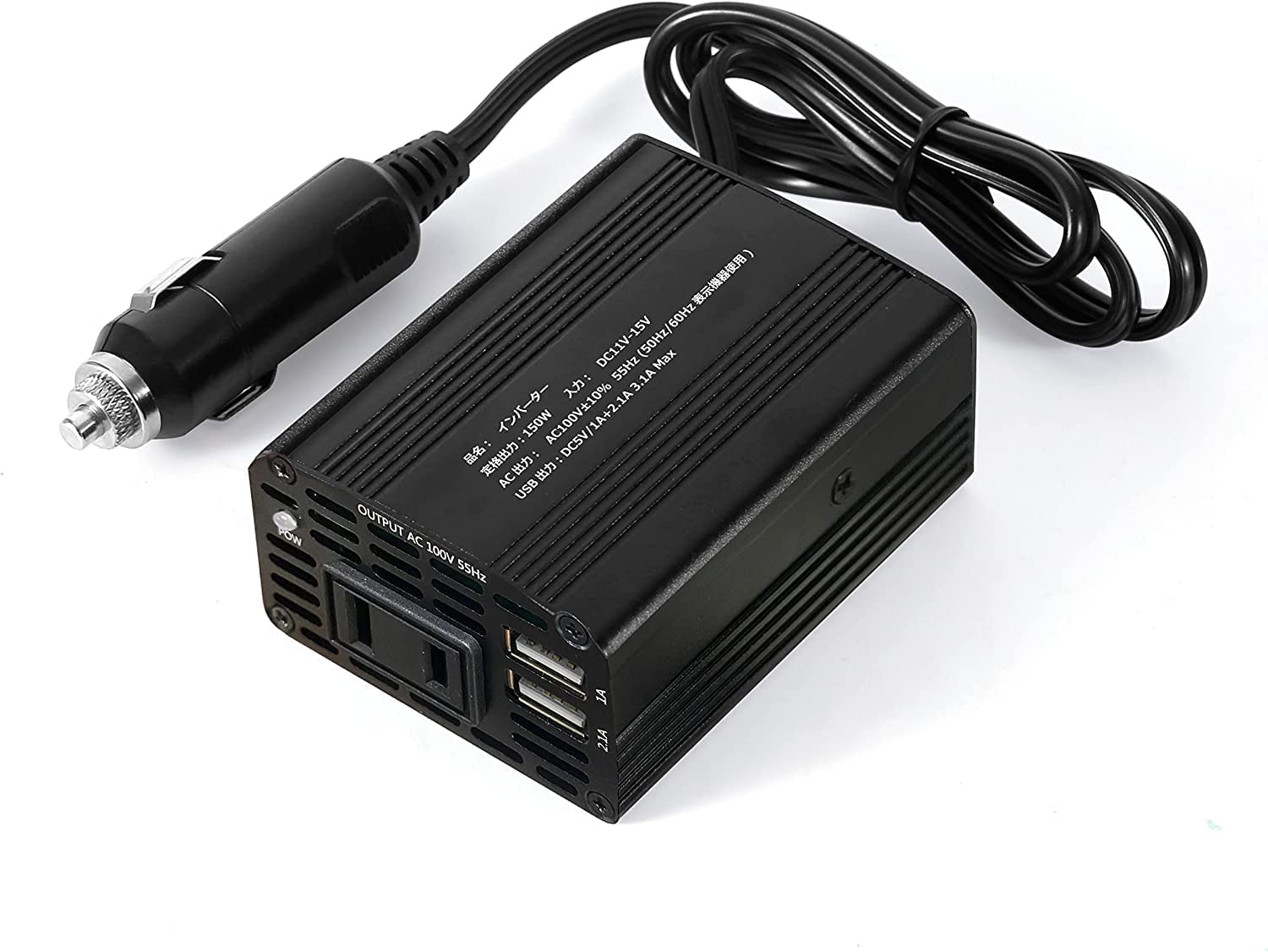 

BESTEK Inverter 150W Cigarette Socket Outlet: Converts DC12V to AC100V Equipped with 2 USB Ports Car Inverter 12V Car Inverter BT6500-BK