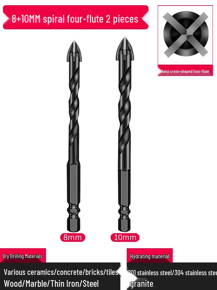 6mm All-In-One Tile and Concrete Drill Bit - Four-Flute Alloy Triangle for Glass and Cement