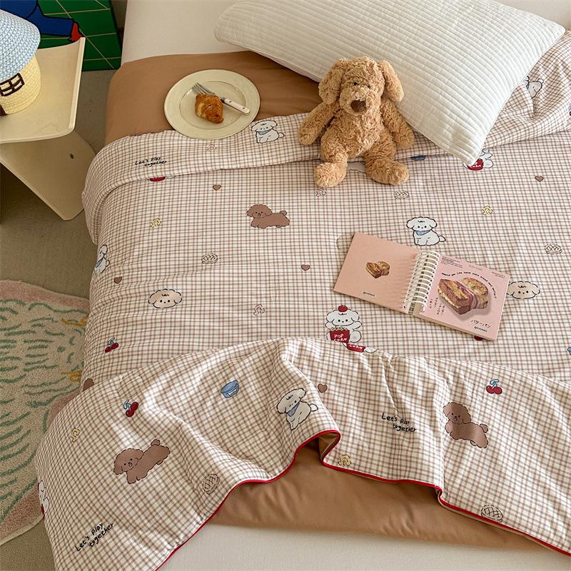 Cartoon Milk Knit Cotton Baby Quilt – Cooling Summer Blanket for Infants