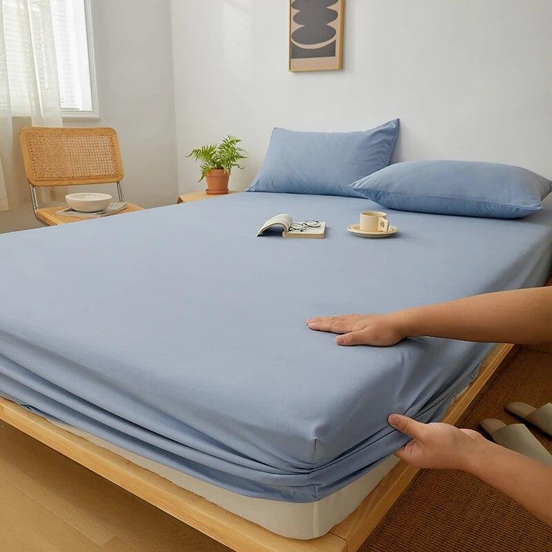 Baumwoll-Spannbettlaken, einfarbig, mit elastischem Band, rutschfest, verstellbarer Matratzenbezug für Doppelbett, King-Size-Bett, 160 x 200 cm, 200 x 200 cm