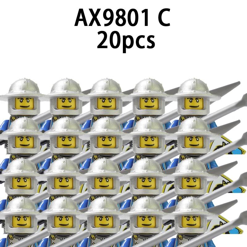 Medieval Military Roman Soldiers Figures Sets Castle Teutonic Knights Spartan Building Blocks Weapons Sword Shield Bricks Toys