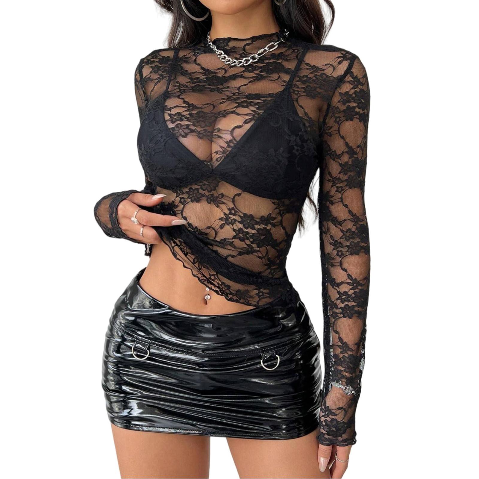 

Жіноча модна мереживна дерев яна повсякденна одноколірна сережка з довгим рукавом L чорний