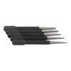 5pc Square Nail Punch Set with Knurled Alloy Steel Handles 100mm Length for Metal Wood Plastic Marking and Identification