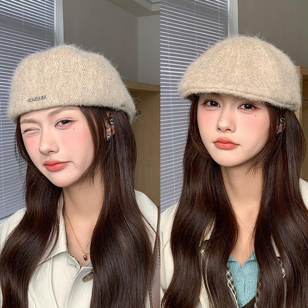 Модная Теплая Зимняя Шляпа-Берет Однотонная Элегантная Французская Шляпа Художника Универсальная Ретро Фетровый Берет Женский