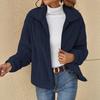 Women's Plush Lapel Short Cardigan Jacket - Autumn/Winter 2023