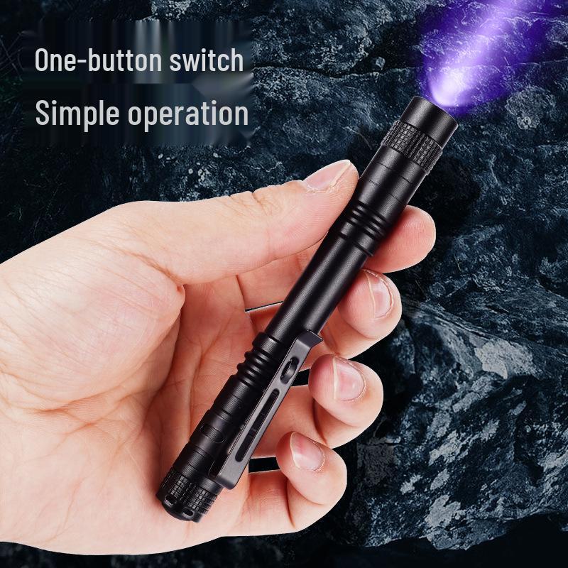 

Мини-фонарик-клипса из алюминиевого сплава с УФ-подсветкой, водонепроницаемый и портативный для обнаружения банкнот 13cm Long UV 395nm Pen Clip - No Battery