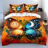 Butterfly with sun, moon. Bedding sets Duvet cover sets Duvet covers Pillowcases(1* Duvet Cover 2* Pillowcases without duvet insert)