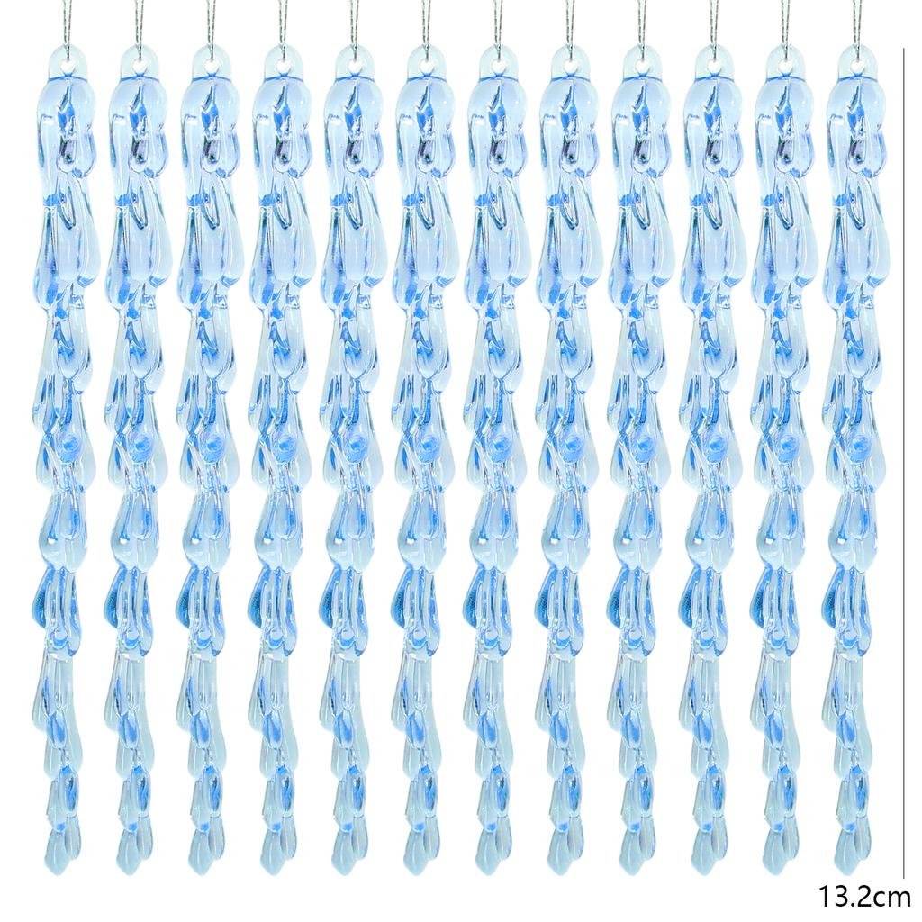 12/72pcs Christmas Ice Pendant Clear Clear Simulation Crystal Drops Acrylic Xmas Tree Ornaments Winter New Year Party Decoration