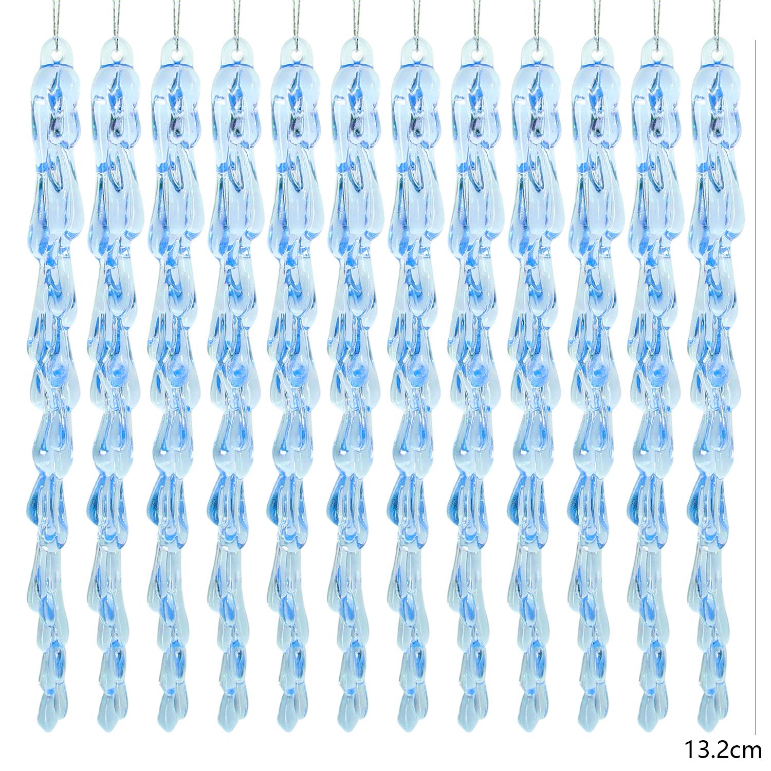 

Christmas Ice Pendant Clear Acrylic Xmas Tree Drop Ornaments Clear Simulation Crystal Ice Winter New Year Party Supplies 12pcs(1 bag) синий