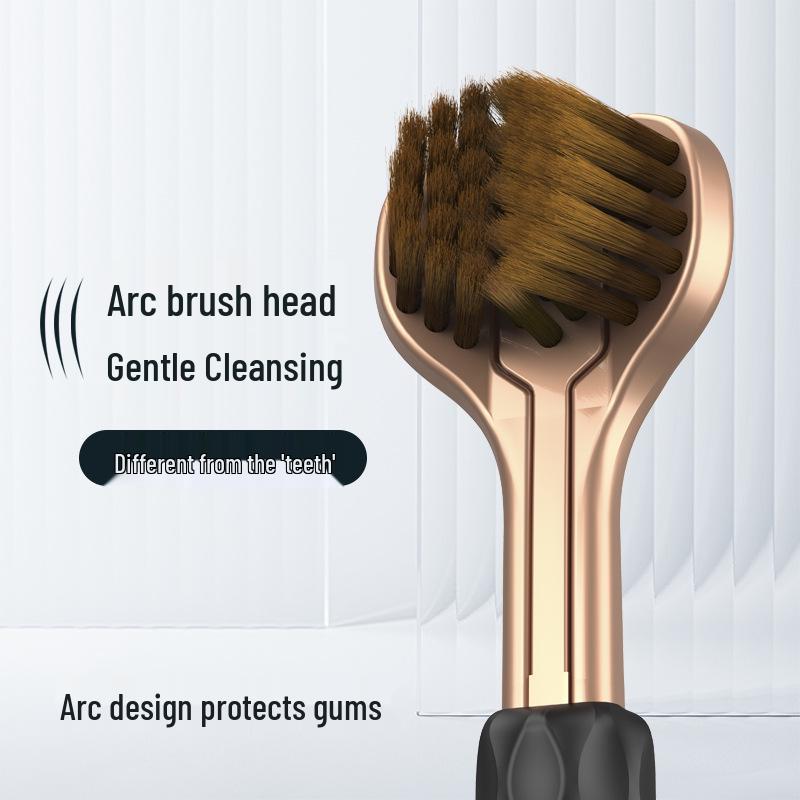 Three-Sided 3D Adult Toothbrush with Soft Bristles and Tongue Scraper