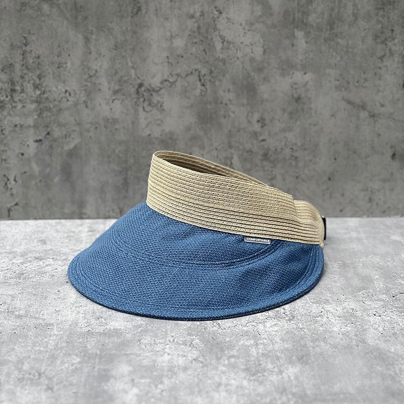 

Summer Travel Sun Protection Visor Children Outdoor Cycling Leisure Wide Edge Face Covering Denim Empty Top Hat M55-59cm adjustable