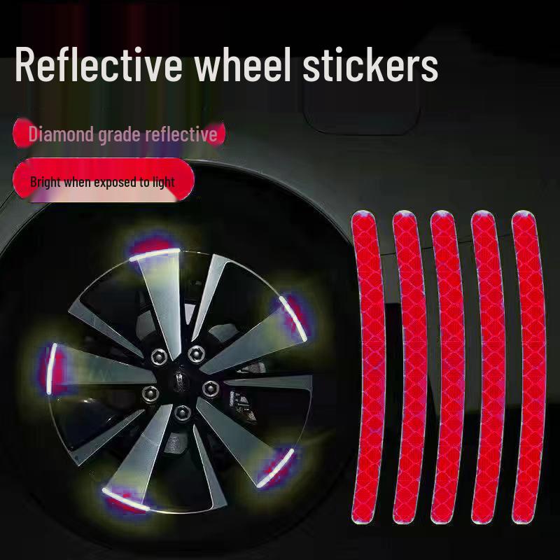 Adesivos Refletivos Anti-Arranhões para Cubo de Roda de Carro - Kit de Modificação de Pneus