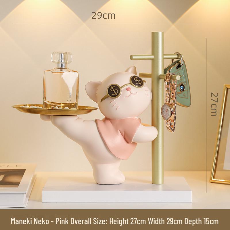 Resin Lucky Cat Key Holder for Children's Room & Entrance