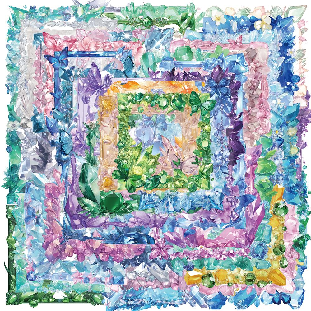 

55/110PCS Butterfly Transparent Crystal Frame Stickers Cartoon Aesthetic Suitcase Luggage Styling Coffee Laptop Pegatina Sticker