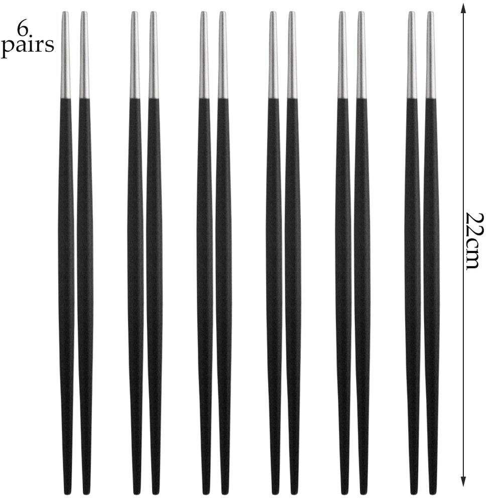 6 Çift Lüks 18/10 Paslanmaz Çelik Kare Çubuklar Titanyum Altın Gül Suşi Renkli Çin Japon Tarzı Çubuklarını