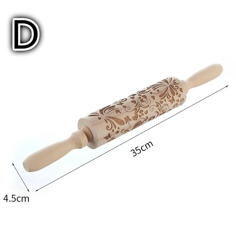 35*4,5cm Mattarello per Impasto di Natale con Rilievo per Biscotti, Pasta Fresca, Biscotti, Fondant, Torta, Rullo Inciso Renna Fiocco di Neve