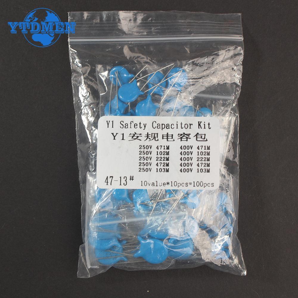100PCS Safety Y Capacitor 250V 400V 102M 103M 471M 222M 472M 470PF 1NF 2.2NF 4.7NF 10NF Ceramic Capacitors Kit