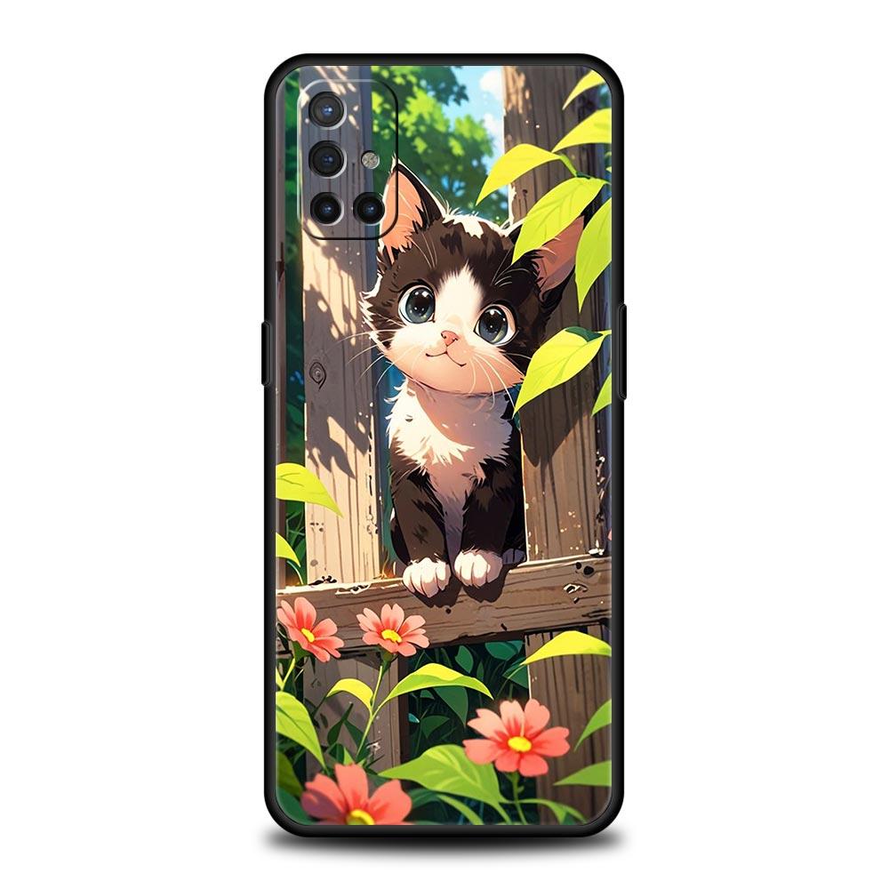 Cute Cartoon Cat Phone Case For OnePlus 13 12 11 10 9 8 7T Pro 13R 12R 10R 9RT 8T Nord N200 N30 2T CE 2 3 5G Lite Soft Cover