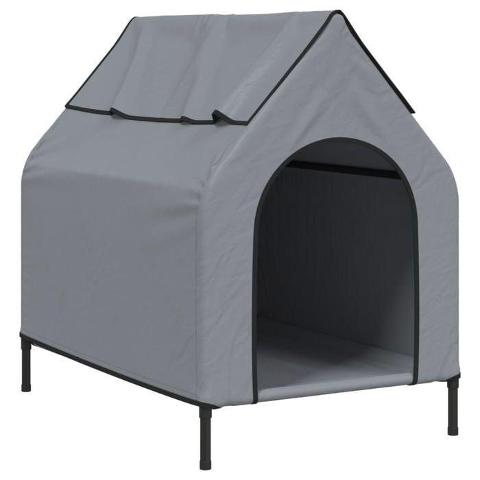 VidaXL Niche pour Chien, Chenil avec Fenêtre, Maison pour Animaux de Compagnie Jardin Terrasse Cour, Gris Clair Tissu Oxford 172591