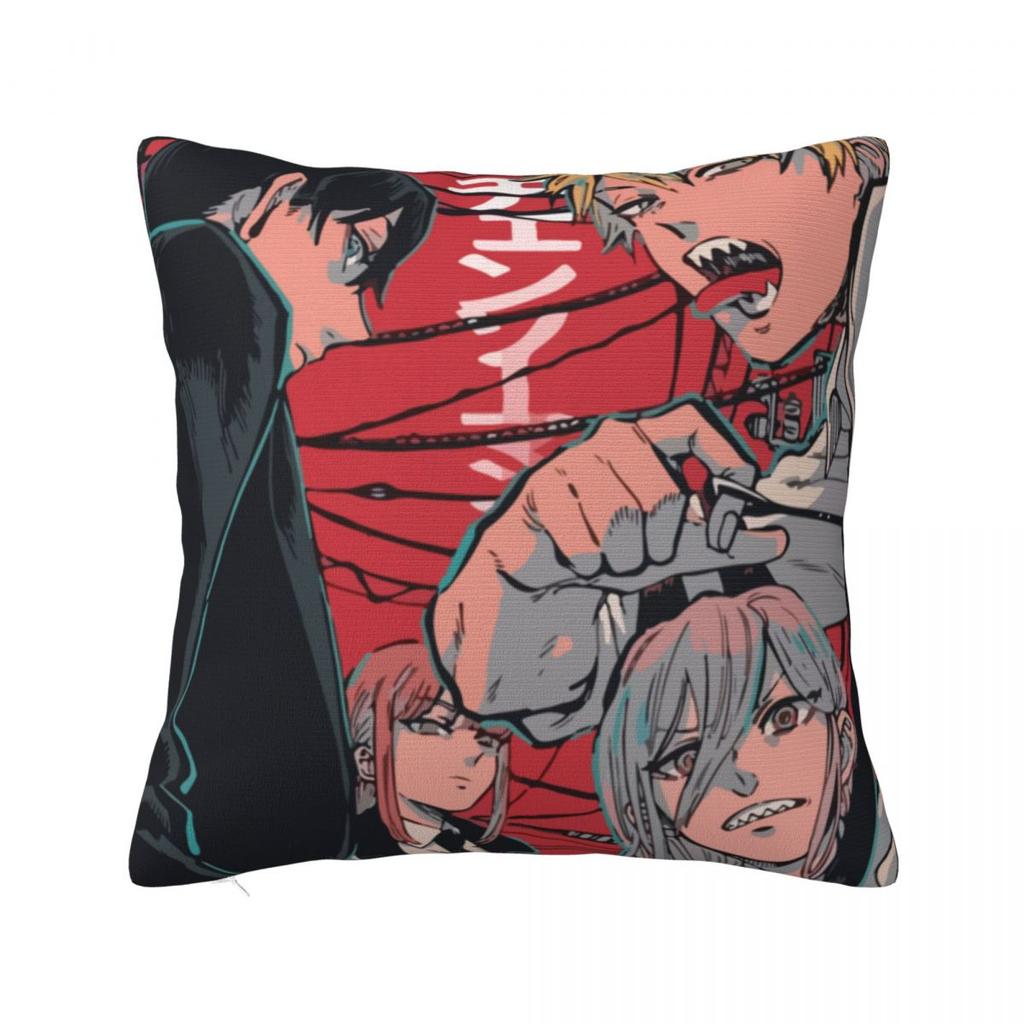 Anime Chainsaw Man Square Pillow Covers Bed Car Cushion Cover Creative Throw Pillow Case