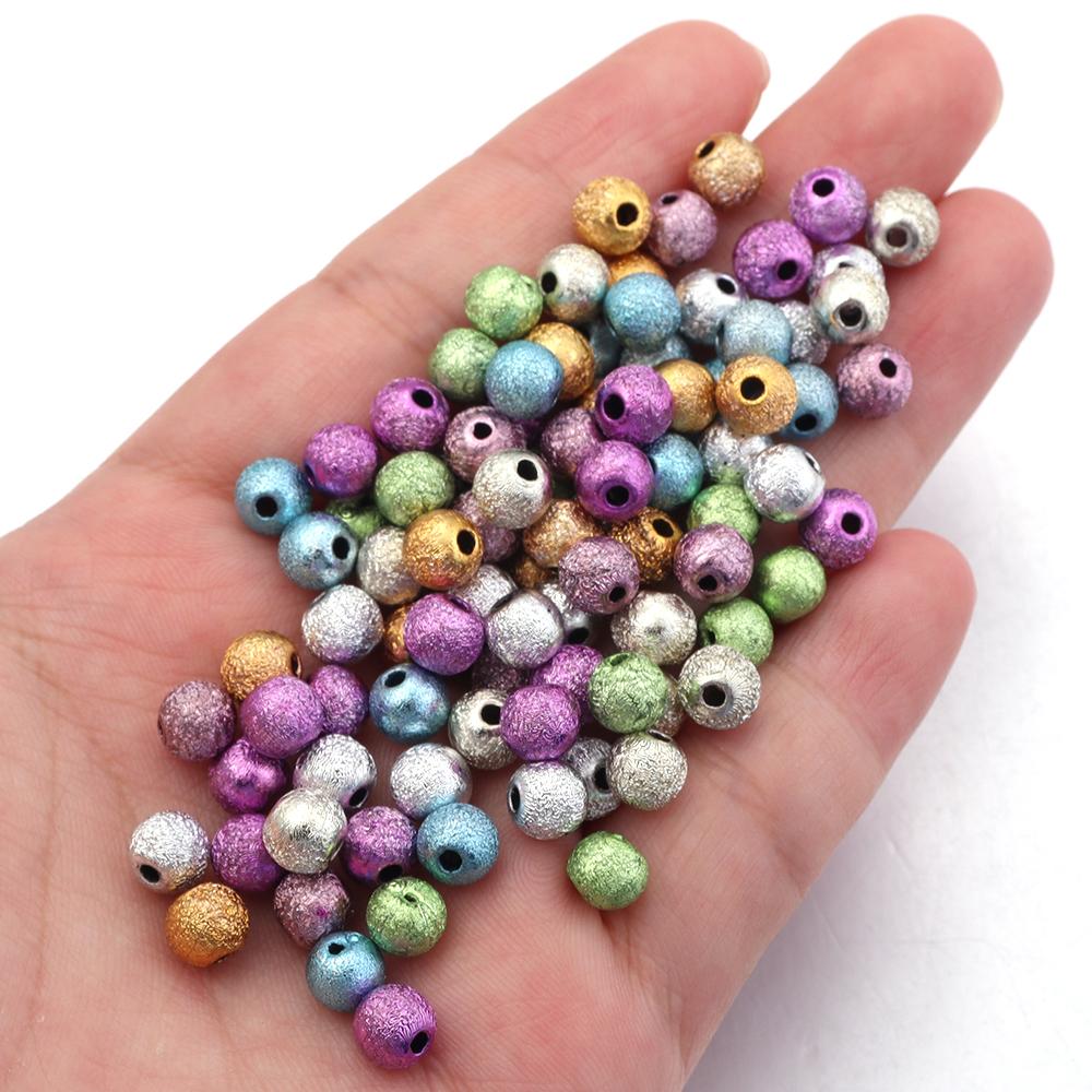 100pcs/lot Plating Wrinkle Acrylic Beads Colorful Round Loose Beads For Jewelry Making DIY Necklace Bracelet Accessories