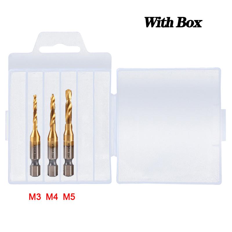 1/6Pcs Tap Drill Bit Set Hex Shank Titanium Plated HSS Screw Thread Bit Screw Machine Compound Tap M3 M4 M5 M6 M8 M10 Hand Tools