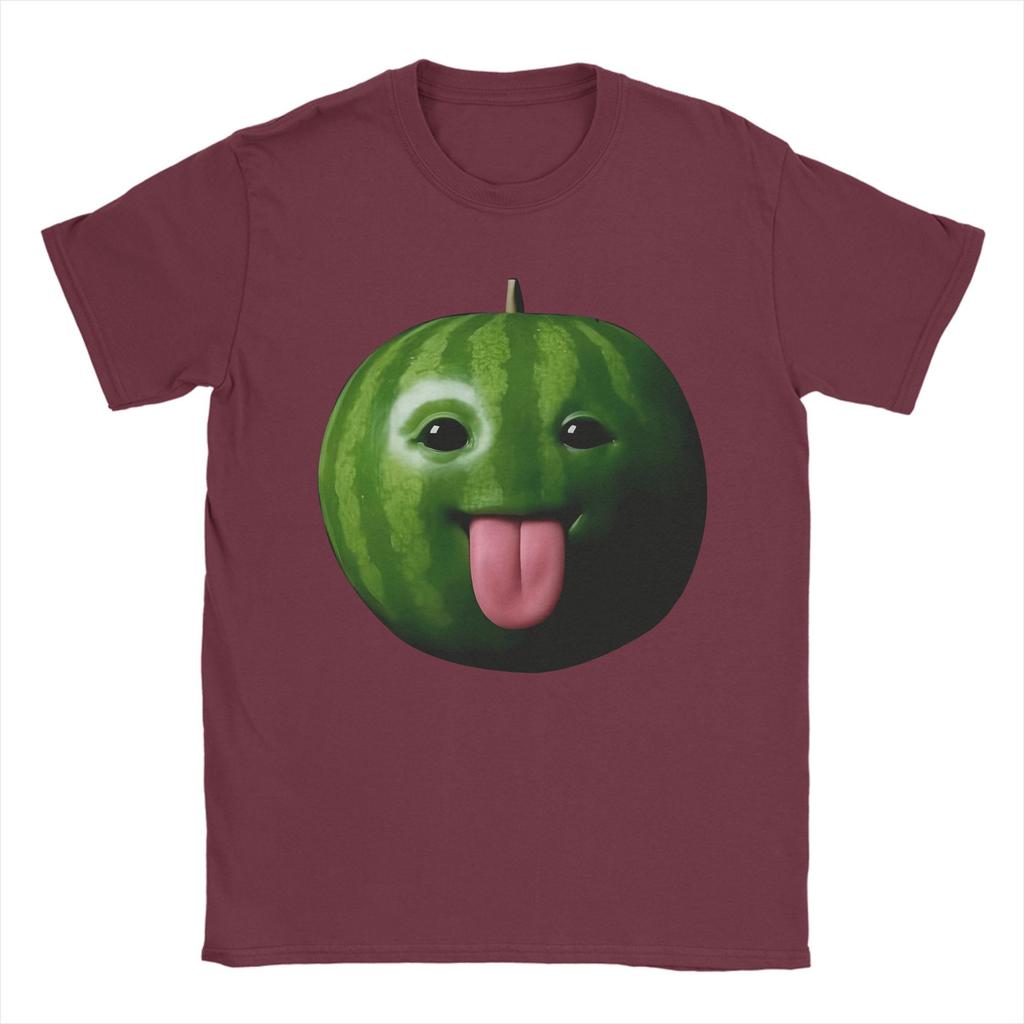 Herren Lustiges albernes KI-Wassermelonen-Gen-Z-Meme BrainRot-Humor Zunge raus T-Shirt Reines Baumwoll-Rundhals-T-Shirts Sommer-T-Shirts