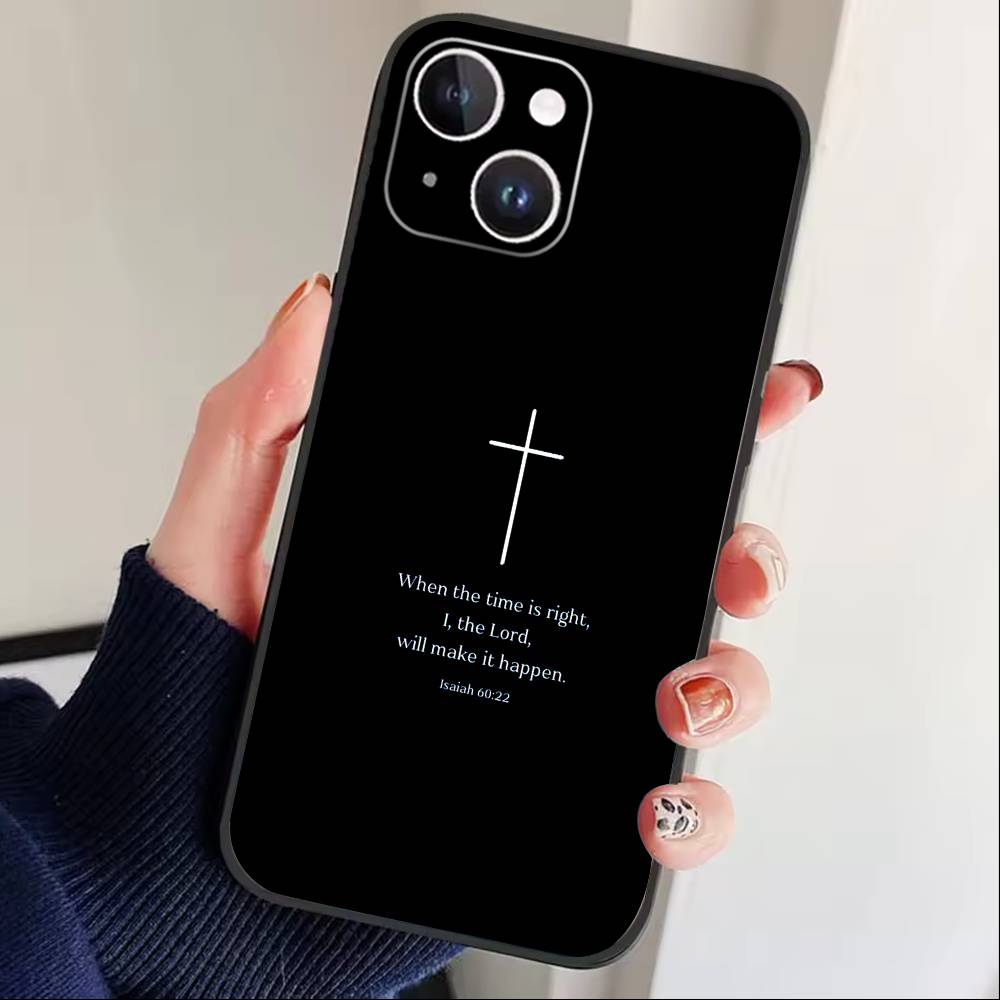 Bible Verse Jesus Christ Christian Phone Case For iPhone 16,15,14,13,12,17,Pro Max,Plus Silicone Black Case