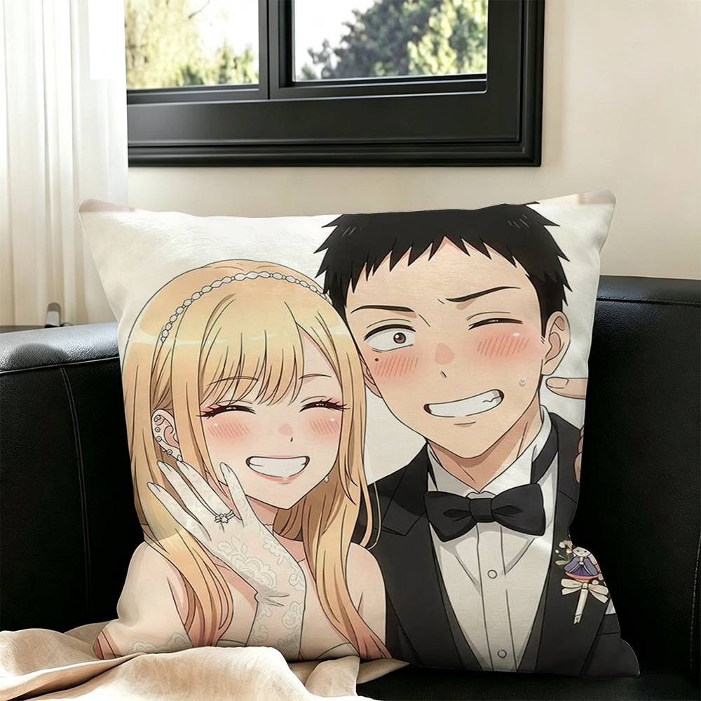 Marin Kitagawa Anime Square Double-Sided printed Pillow Case Bedroom Bedside Pillow Sofa Cushion Cover