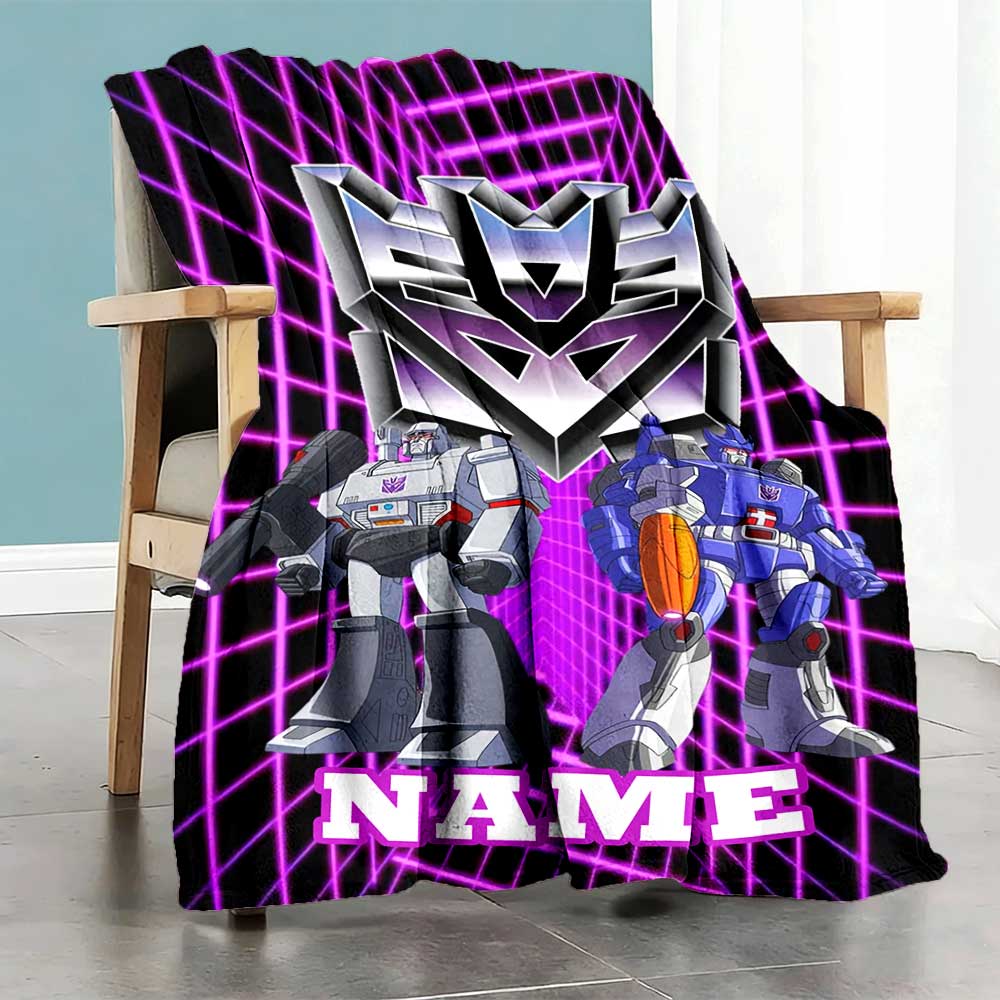 Love Transformers (11) Personalized Text Blanket Lightweight Personalized Blanket Durable Comfort Versatile for Nap Bed Office Home Decor