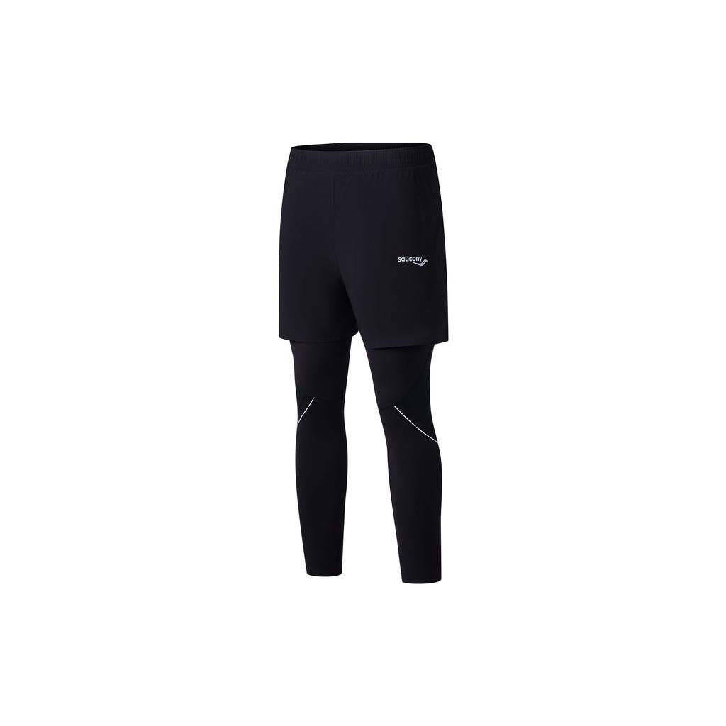 SAUCONY Letter Logo Two-In-One Running Sports Pants Men Pants Black SC2230119A-BK01