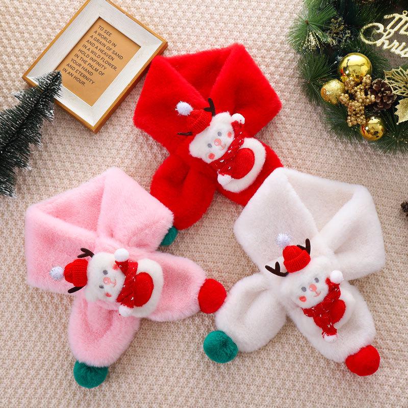 Korean Style Plush Snowman Scarf for Kids - Warm Winter Neck Warmer for Girls & Boys