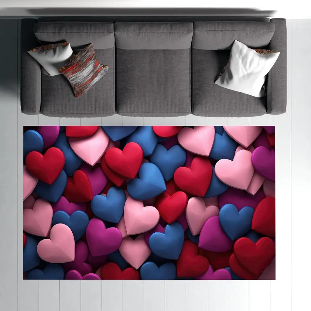 Wizualny Trójwymiarowy Dywan w Kształcie Serca Pokryty Dywanikiem Wejściowym w Kształcie Serca Ciepła Dekoracja Dywanowa do Sypialni