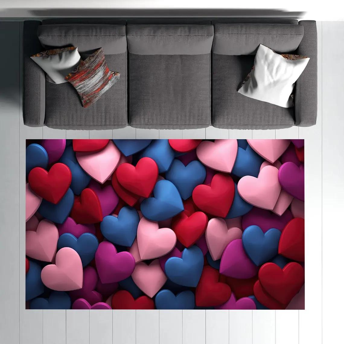 Visual Three-dimensional Heart-shaped Carpet Covered with Heart-shaped Entrance Carpet Bedroom Warm Decoration Carpet 40x60cm