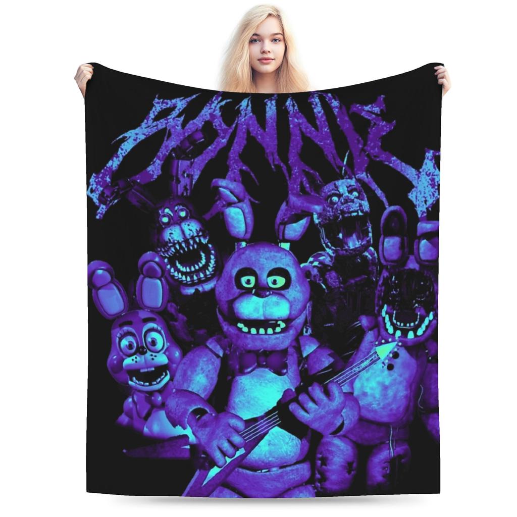 Vintage FNAF At Freddys Bonnie Warm Soft Blanket Camping Plush Throw Blanket Funny Couch Chair Flannel Bedspread Sofa Bed Cover