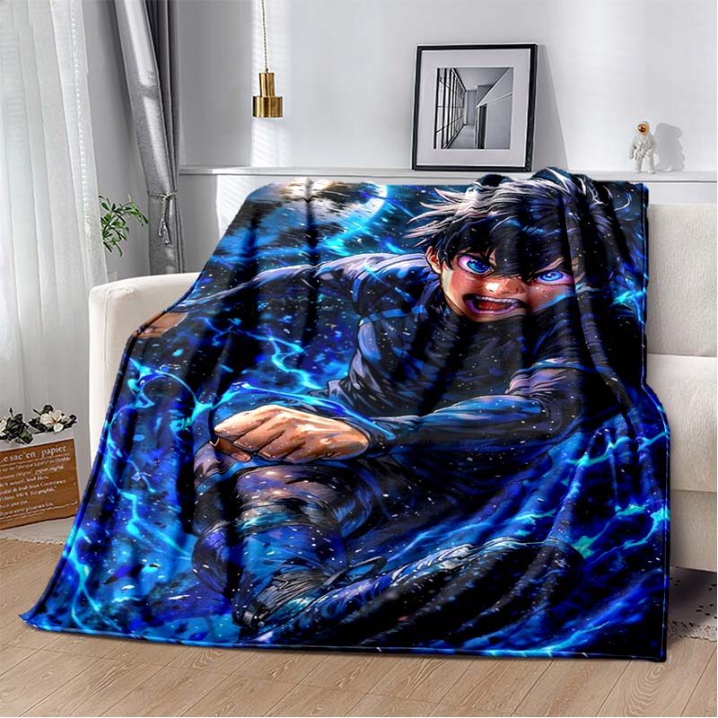 

Blue Lock Soccer Anime Print Fleece Blanket, Soft Throw Blanket for Sports Fans 80cm x 120cm