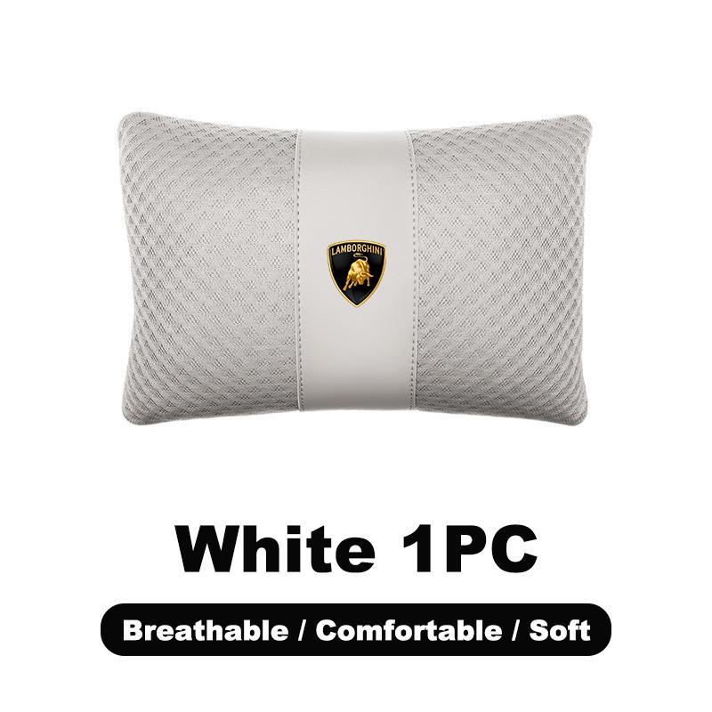 1pcs Car Leather Headrest Seat Lumbar Pillow Auto Accessories For Lamborghini LP570 LP610 Urus LP700 LP770 Gallardo Aventador byu2