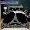 Paris Eiffel Tower Pattern Bedding Uilt Set Uilt Cover Pillowcase Home Decoration Birthday Gift (1 * Duvet Cover + 2 * Pillowcase  Without Core)86