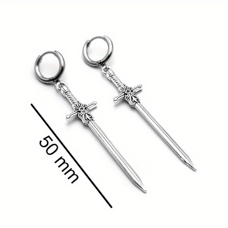 Personality Design Punk Goth Style Sword Drop Dangle Earrings For Men New Trend Hip Hop Rock Party Jewelry Y2K Accessories