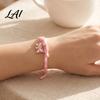 Handwoven Rope Wristband Breast Cancer Awareness Bracelet for Women Adjustable Woven String with Commemorative Charity Event Accessories Ribbon